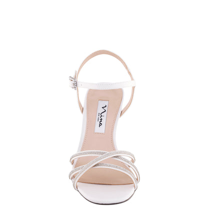 Bobby White Satin Mid-Heel Sandals | Nina Shoes