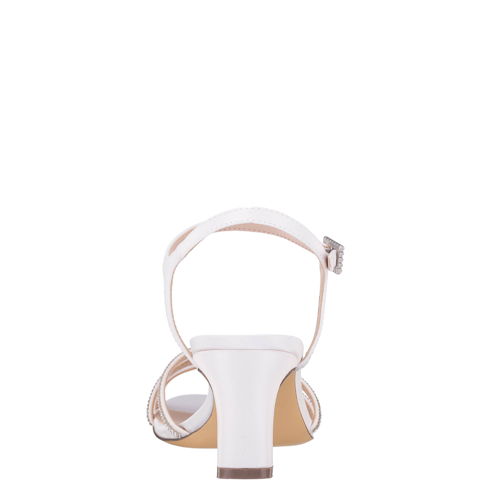 Bobby White Satin Mid-Heel Sandals | Nina Shoes