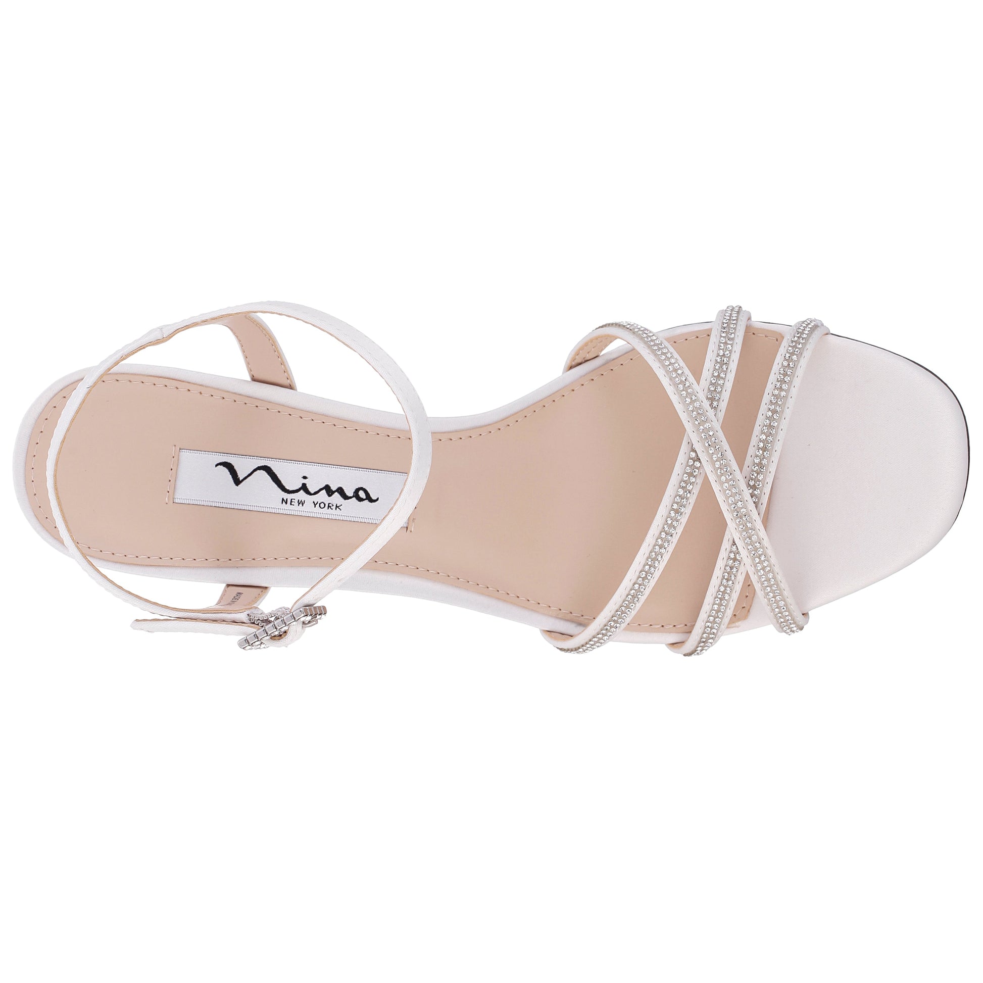 Bobby White Satin Mid-Heel Sandals | Nina Shoes