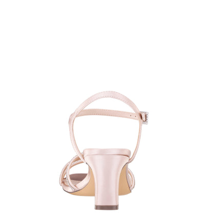Bobby Pearl Rose Satin Mid-Heel Sandals with Ankle-Strap | Nina Shoes