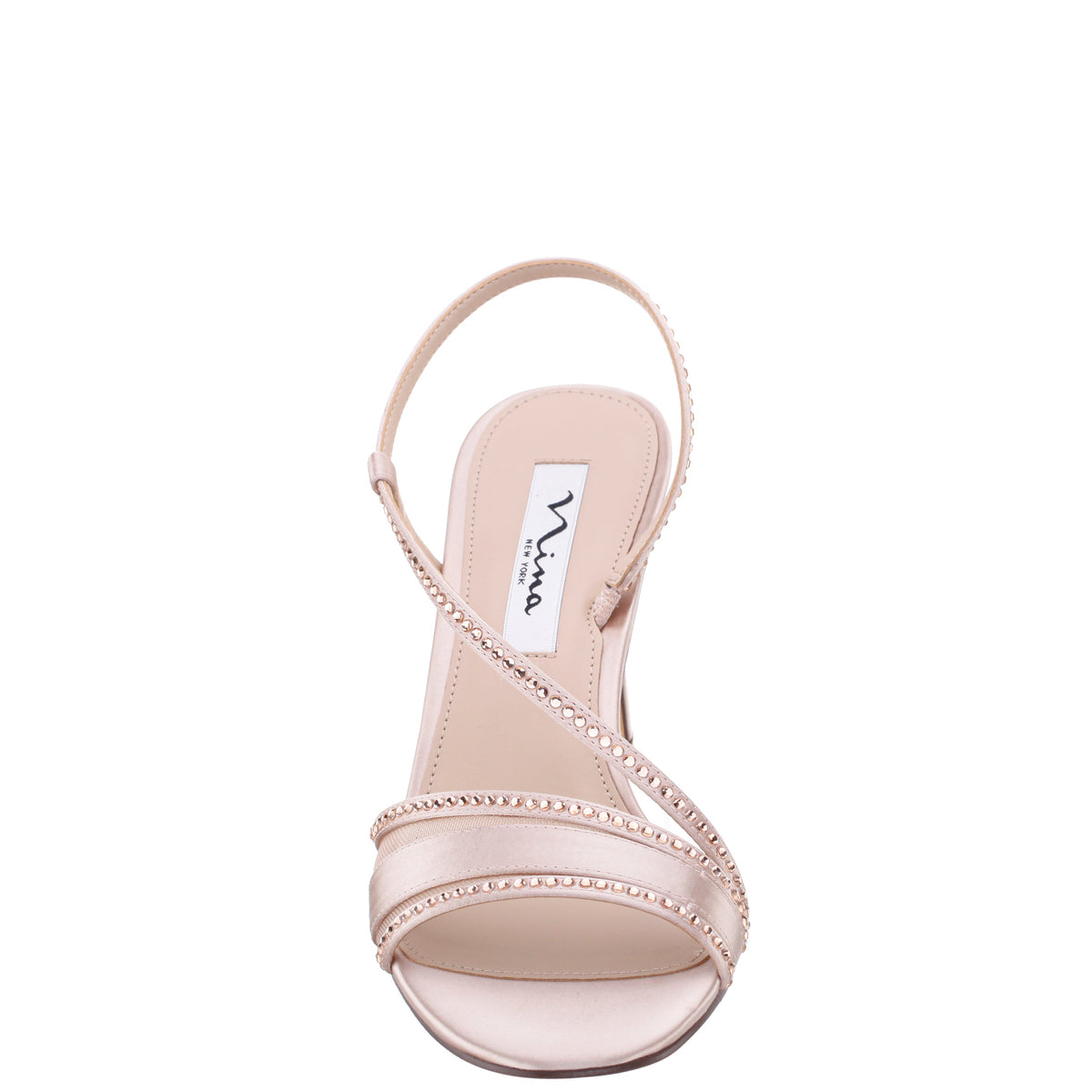 Abbi Pearl Rose Satin Mid-Heel Sandal | Nina Shoes