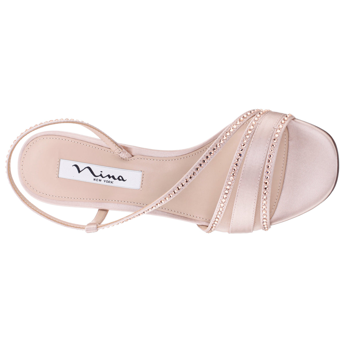 Abbi Pearl Rose Satin Mid-Heel Sandal | Nina Shoes