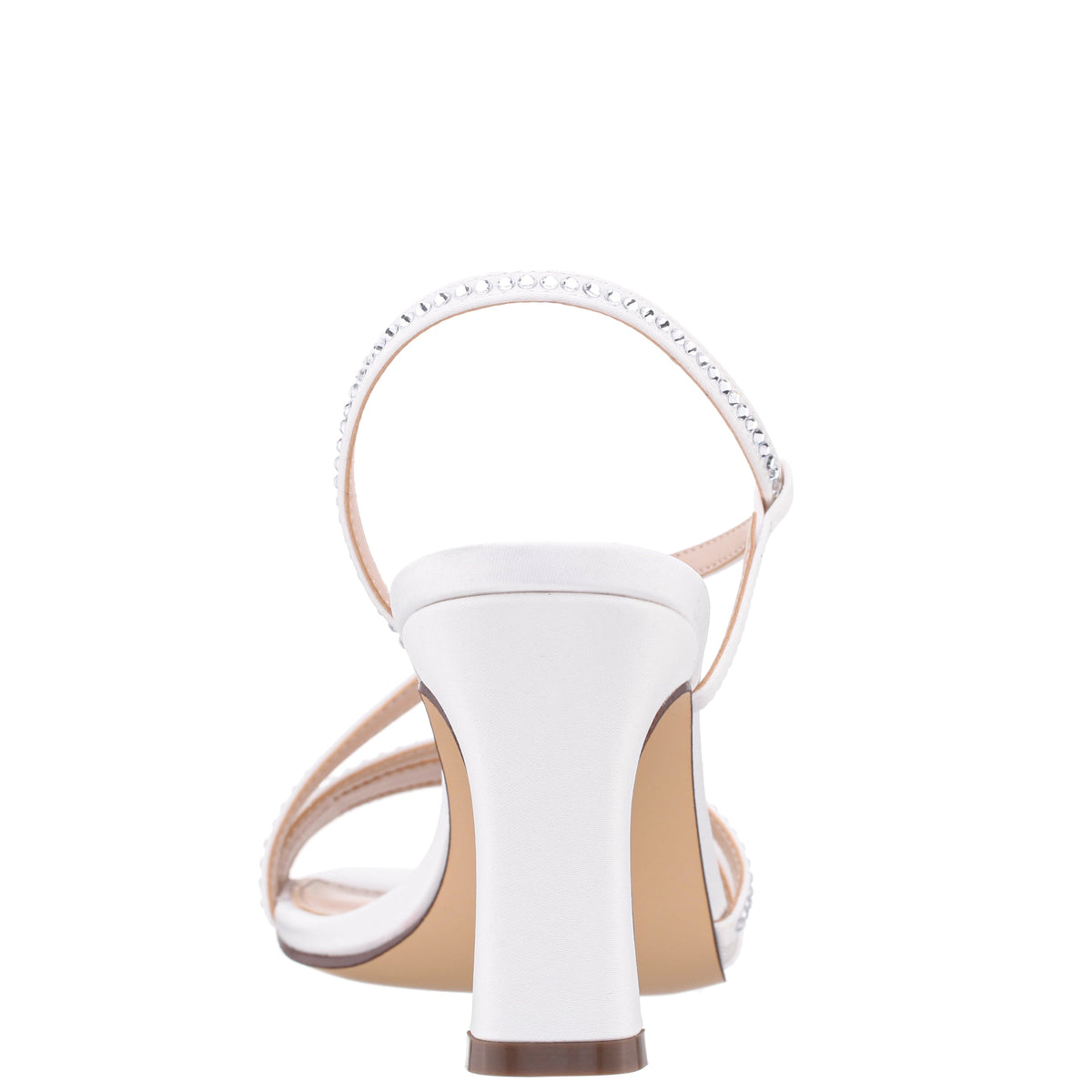Abbi White Satin Mid-Heel Sandal | Nina Shoes