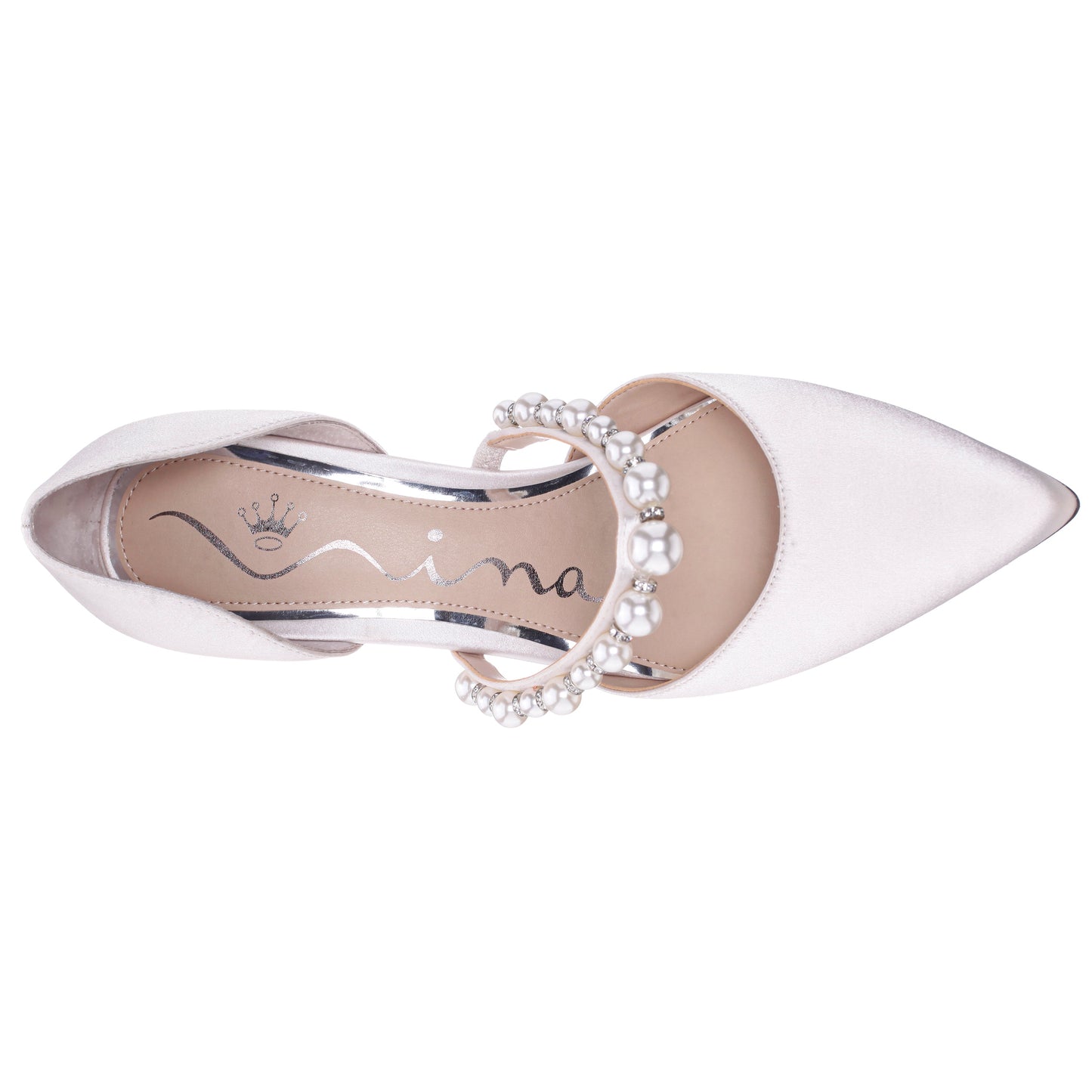 Blair White Satin Mid-Heel Pumps | Nina Shoes