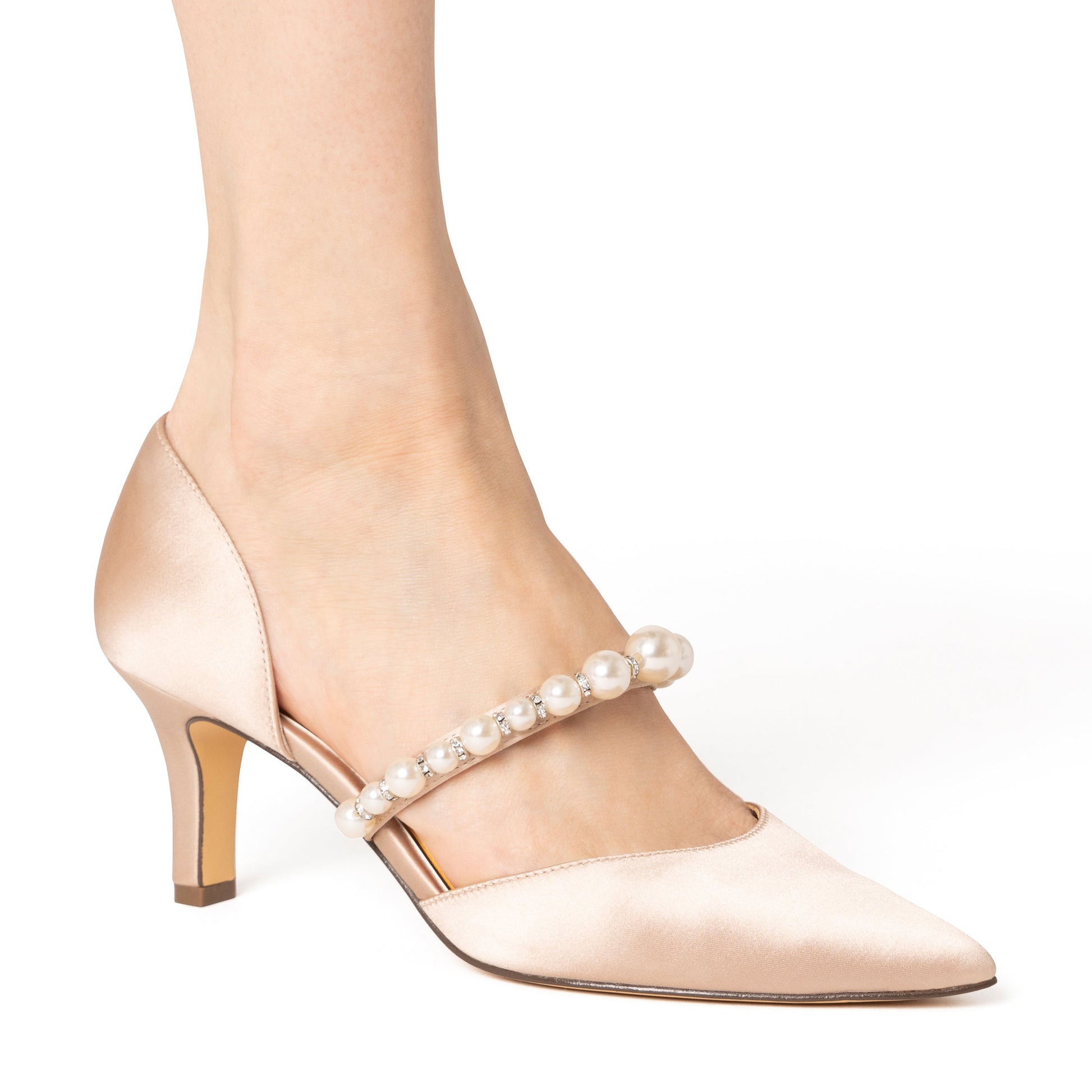 Blair Pearl Rose Satin Mid-Heel Pumps | Nina Shoes