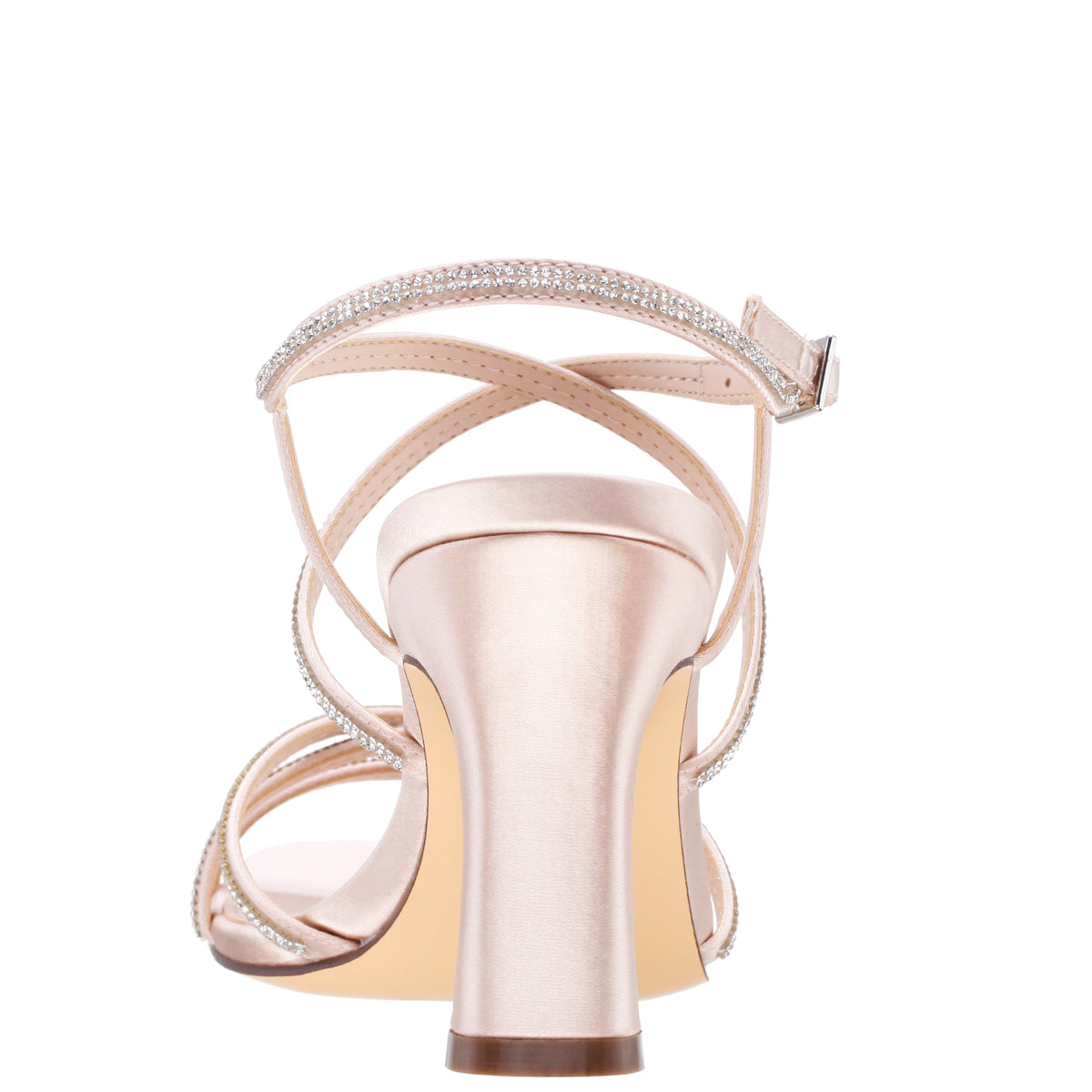 Anna Pearl Rose Satin Mid-Heel Sandals | Nina Shoes