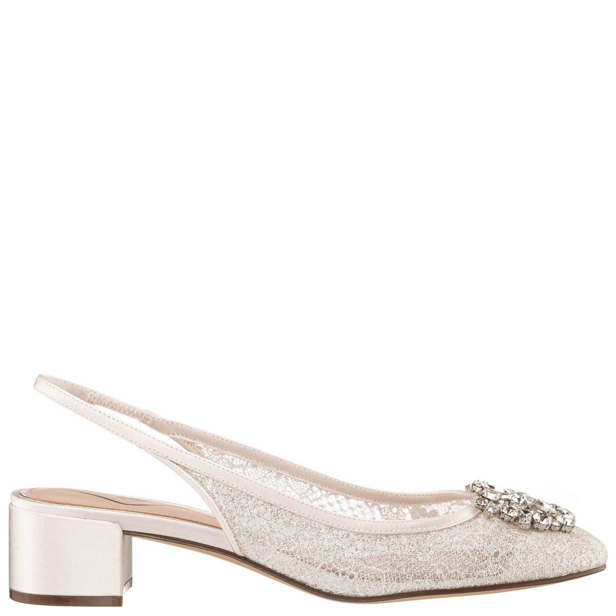 Klara White Sling Back Low-Heel Flats | Nina Shoes