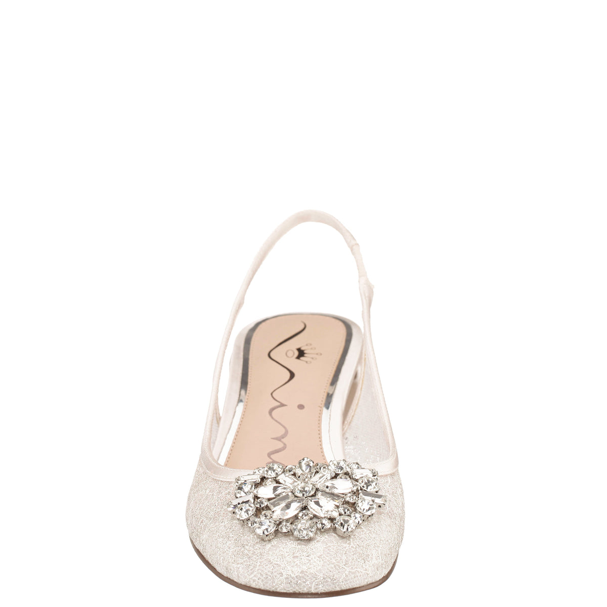 Klara White Sling Back Low-Heel Flats | Nina Shoes