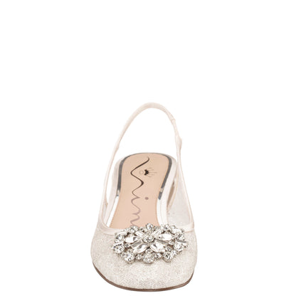 Klara White Sling Back Low-Heel Flats | Nina Shoes