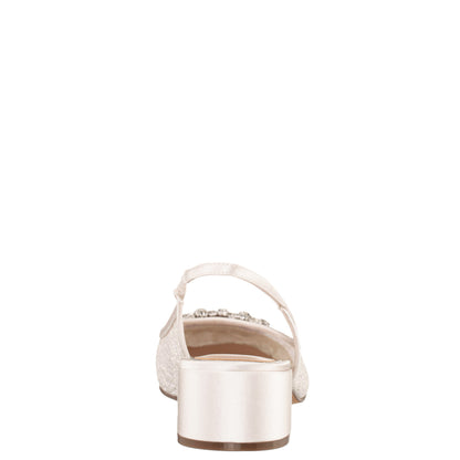 Klara White Sling Back Low-Heel Flats | Nina Shoes