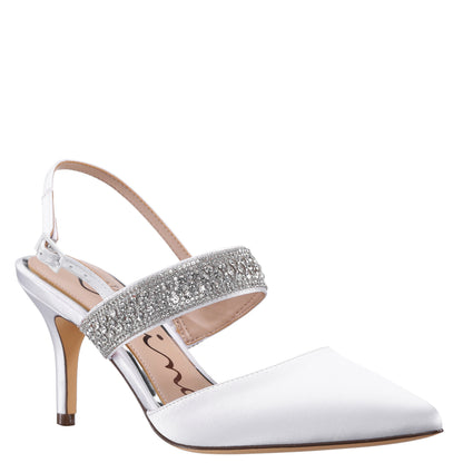 Trista White Sling Back Mid-Heel Pumps | Nina Shoes