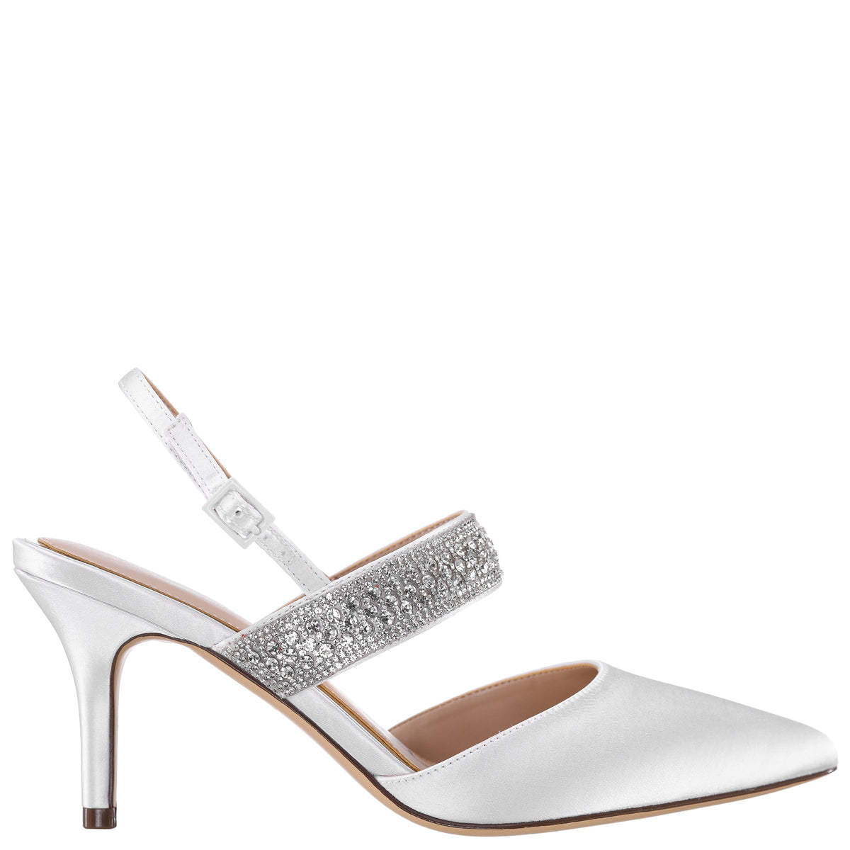 Trista White Sling Back Mid-Heel Pumps | Nina Shoes