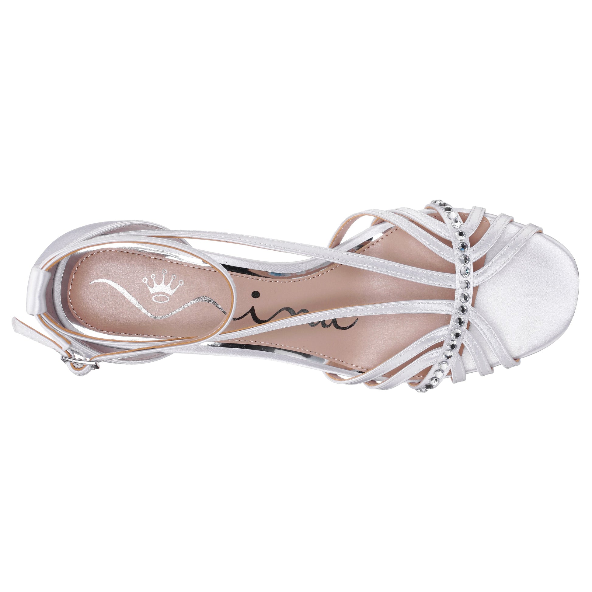 Bellva White Satin Mid-Heel Sandal | Nina Shoes