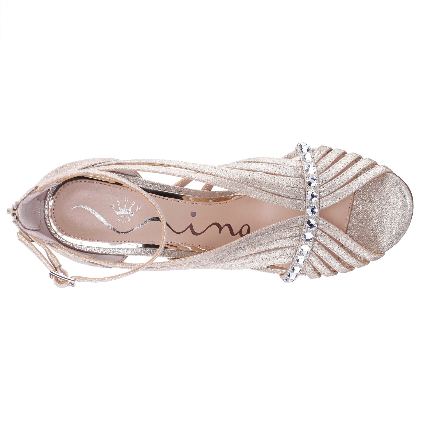 Dani Gold Shimmer Metallic High-Heel Sandal | Nina Shoes