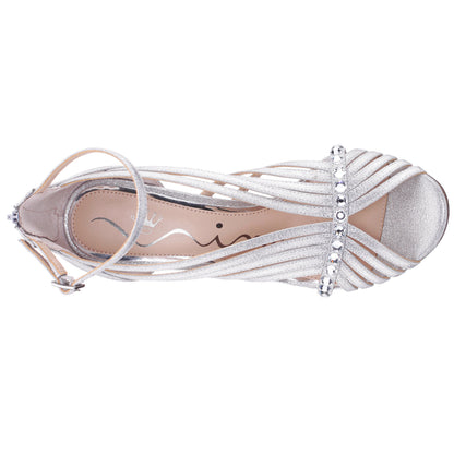 Dani Silver Shimmer Metallic High-Heel Sandal | Nina Shoes