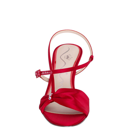 Brigida Red Rouge Satin Mid-Heel Sandal | Nina Shoes