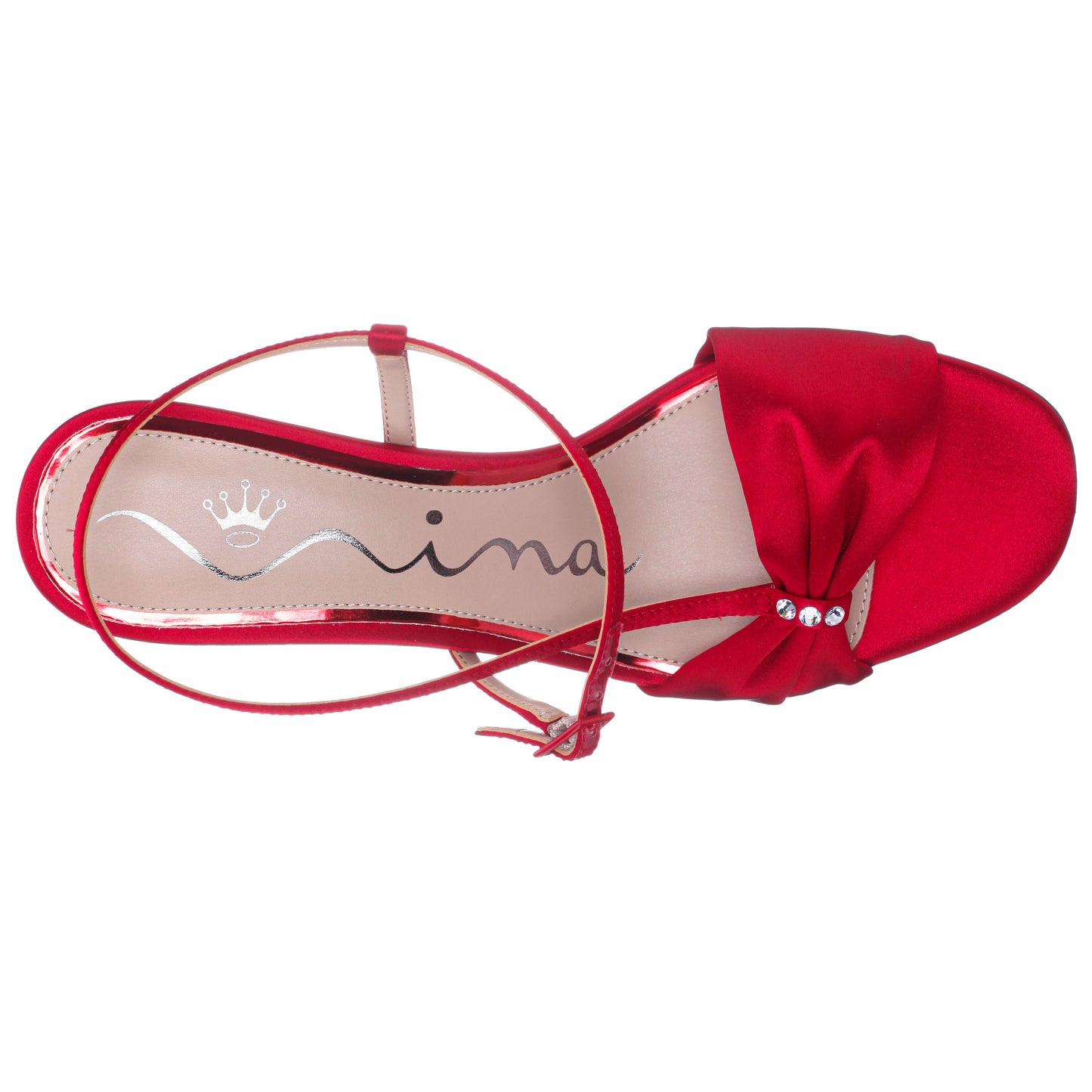 Brigida Red Rouge Satin Mid-Heel Sandal | Nina Shoes