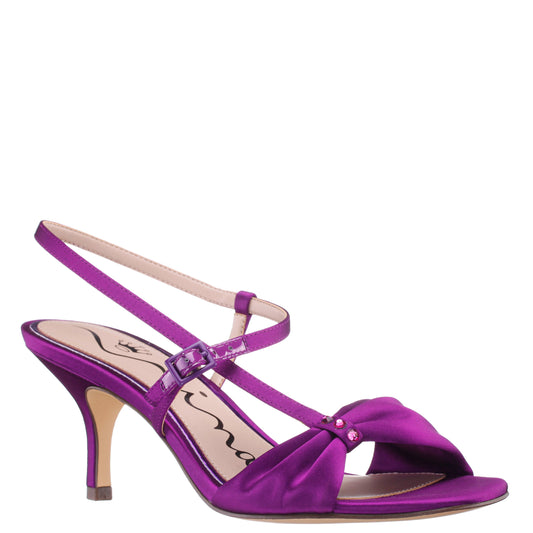 Brigida Purple Satin Mid-Heel Sandal | Nina Shoes
