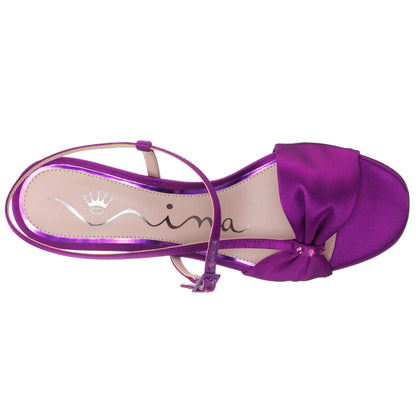 Brigida Purple Satin Mid-Heel Sandal | Nina Shoes