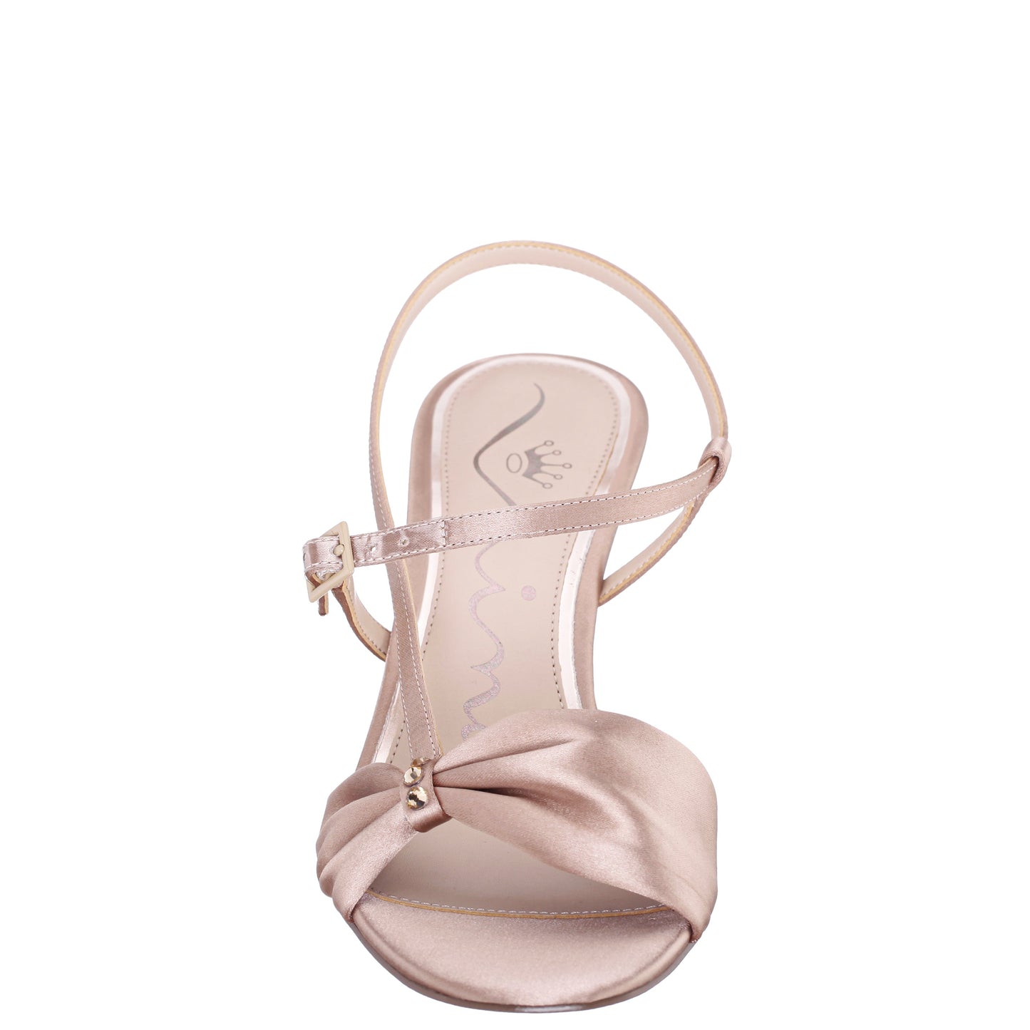 Brigida Brown Satin Mid-Heel Sandal | Nina Shoes