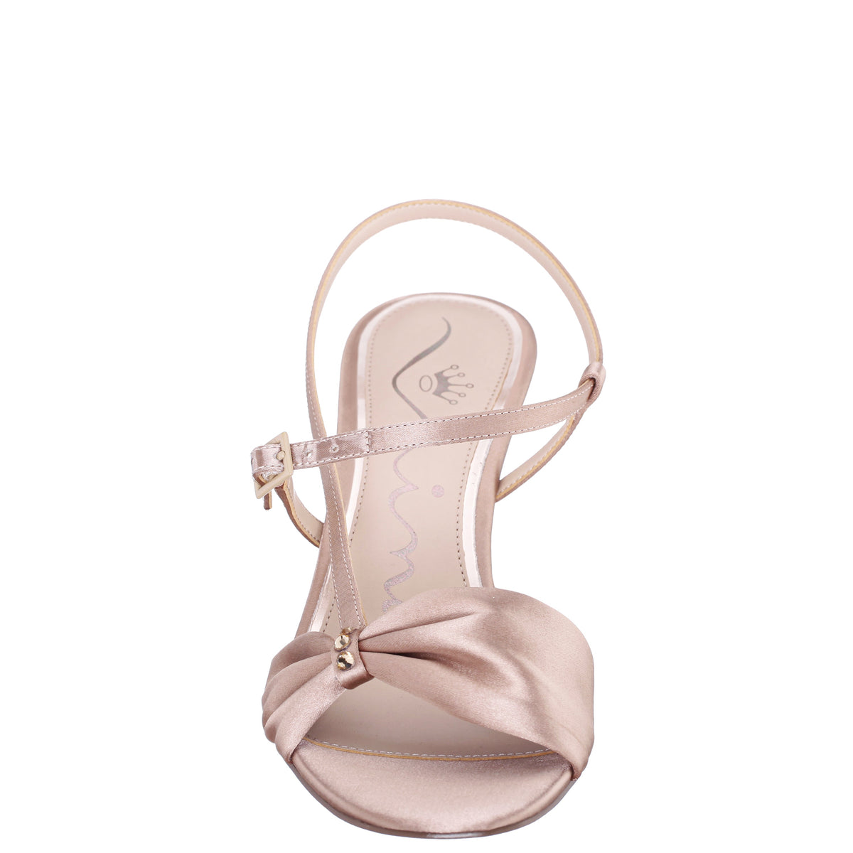 Brigida Brown Satin Mid-Heel Sandal | Nina Shoes