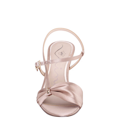 Brigida Brown Satin Mid-Heel Sandal | Nina Shoes