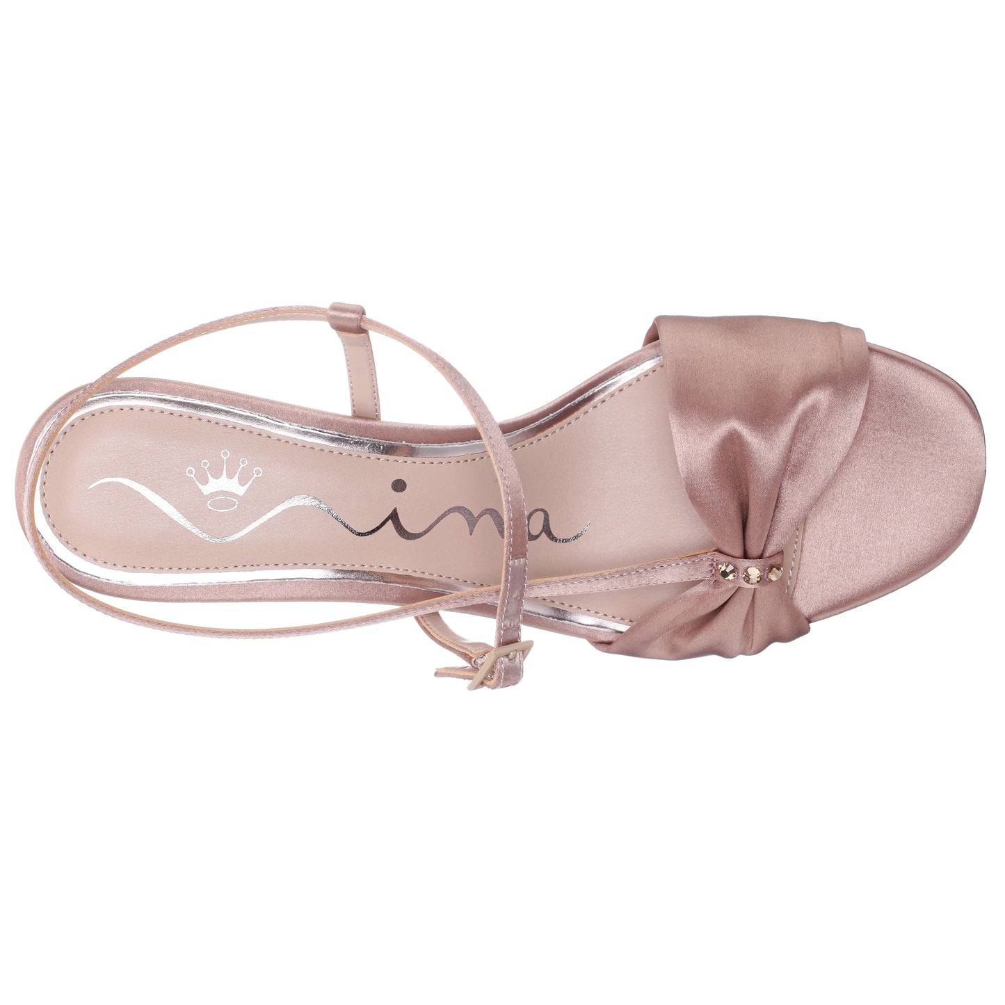 Brigida Brown Satin Mid-Heel Sandal | Nina Shoes