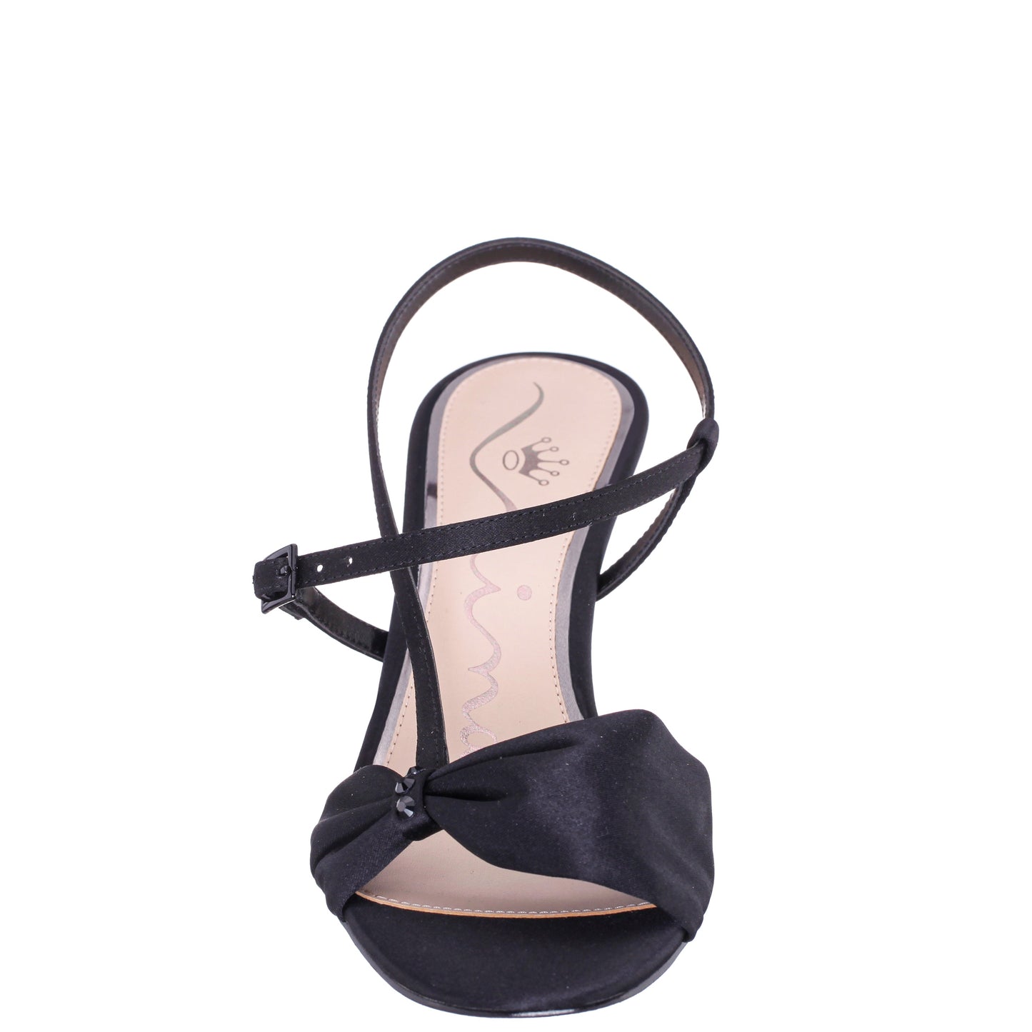 Brigida Black Satin Mid-Heel Sandal | Nina Shoes