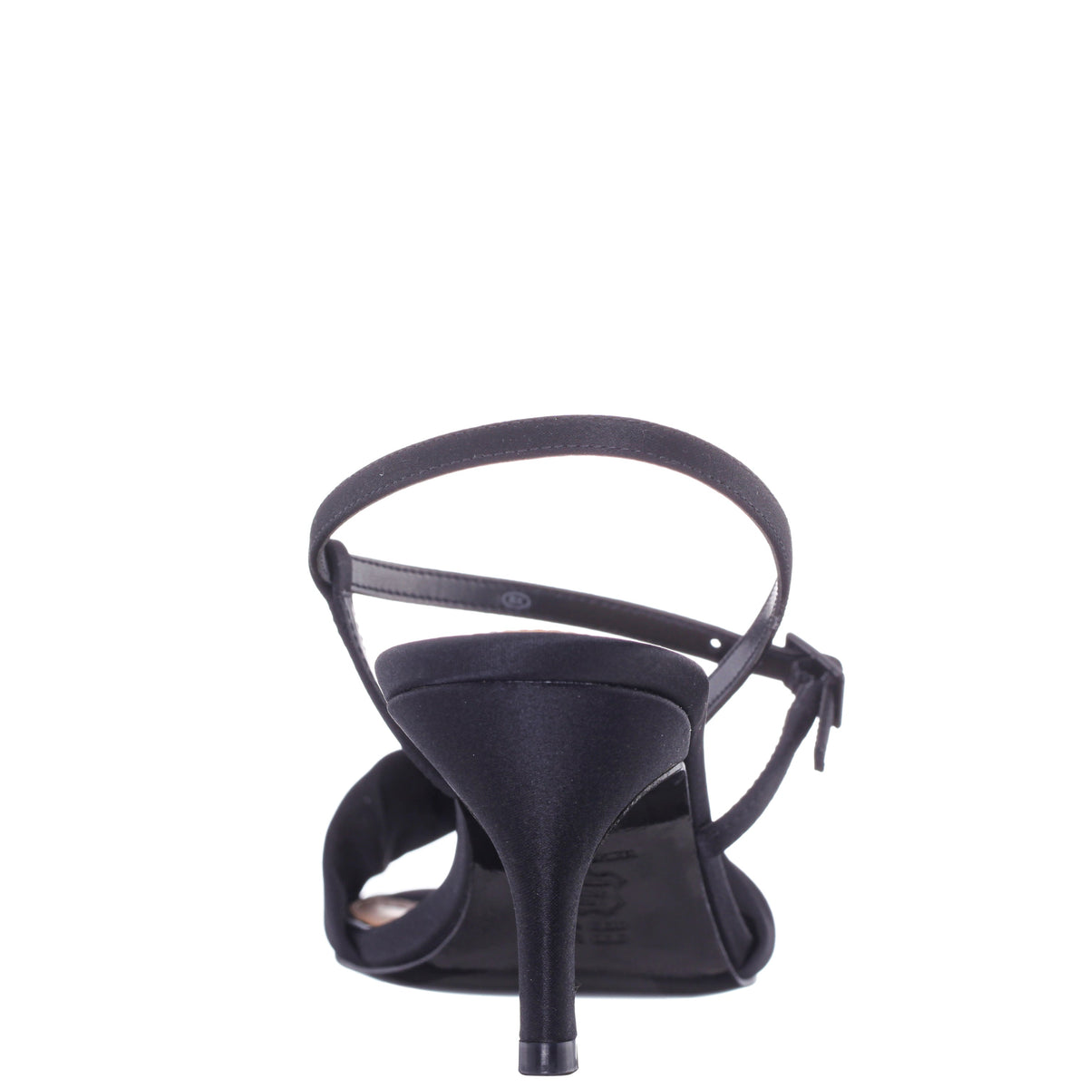 Brigida Black Satin Mid-Heel Sandal | Nina Shoes