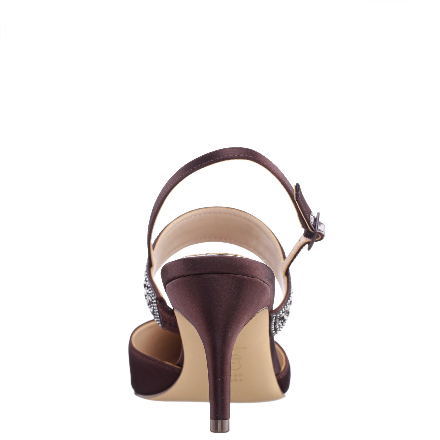 Trista Brown Satin Sling Back Mid-Heel Pumps | Nina Shoes