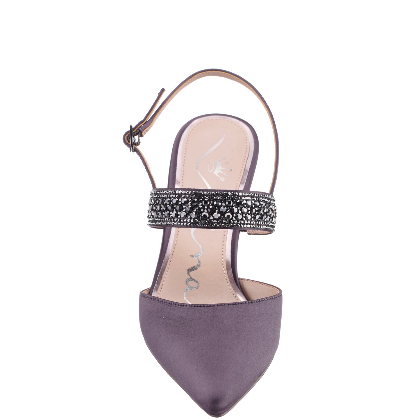 Trista Grey Satin Sling Back Mid-Heel Pumps | Nina Shoes