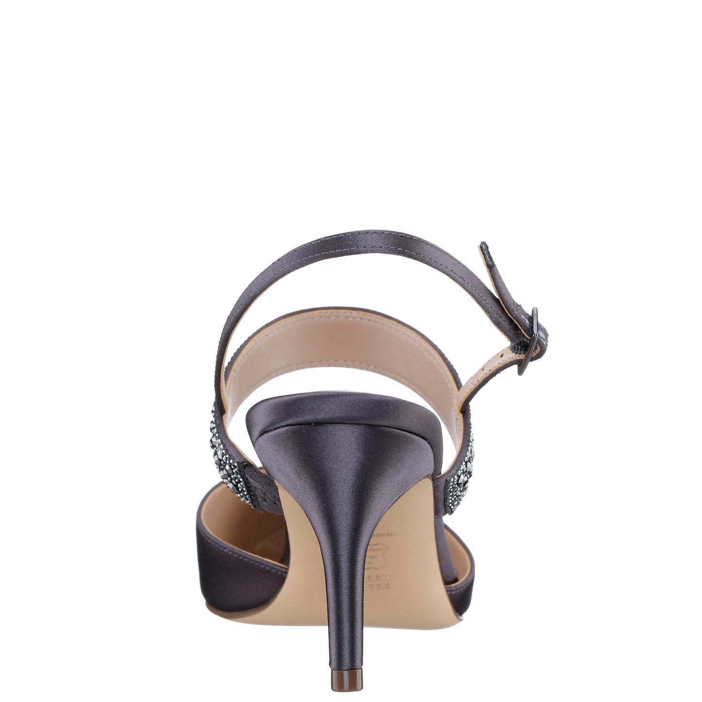 Trista Grey Satin Sling Back Mid-Heel Pumps | Nina Shoes