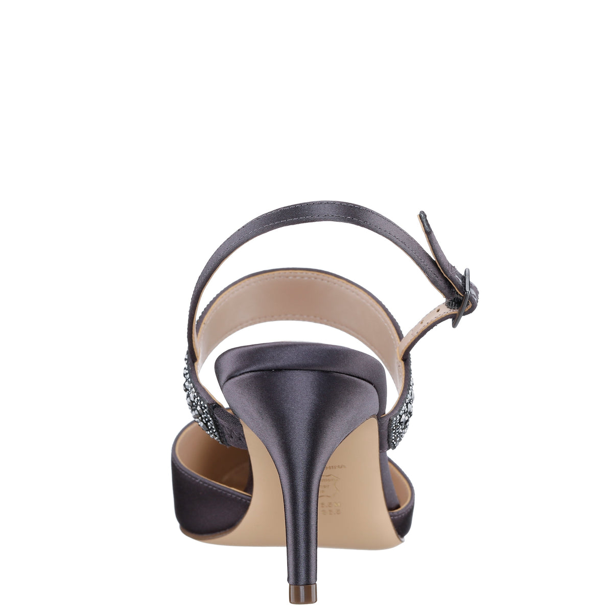 Trista Grey Satin Sling Back Mid-Heel Pumps | Nina Shoes