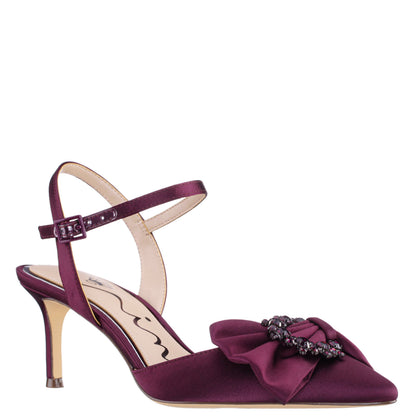 Naomia Red Satin Mid-Heel Pump | Nina Shoes
