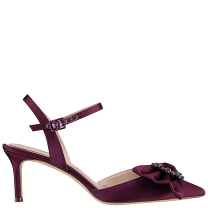 Naomia Red Satin Mid-Heel Pump | Nina Shoes