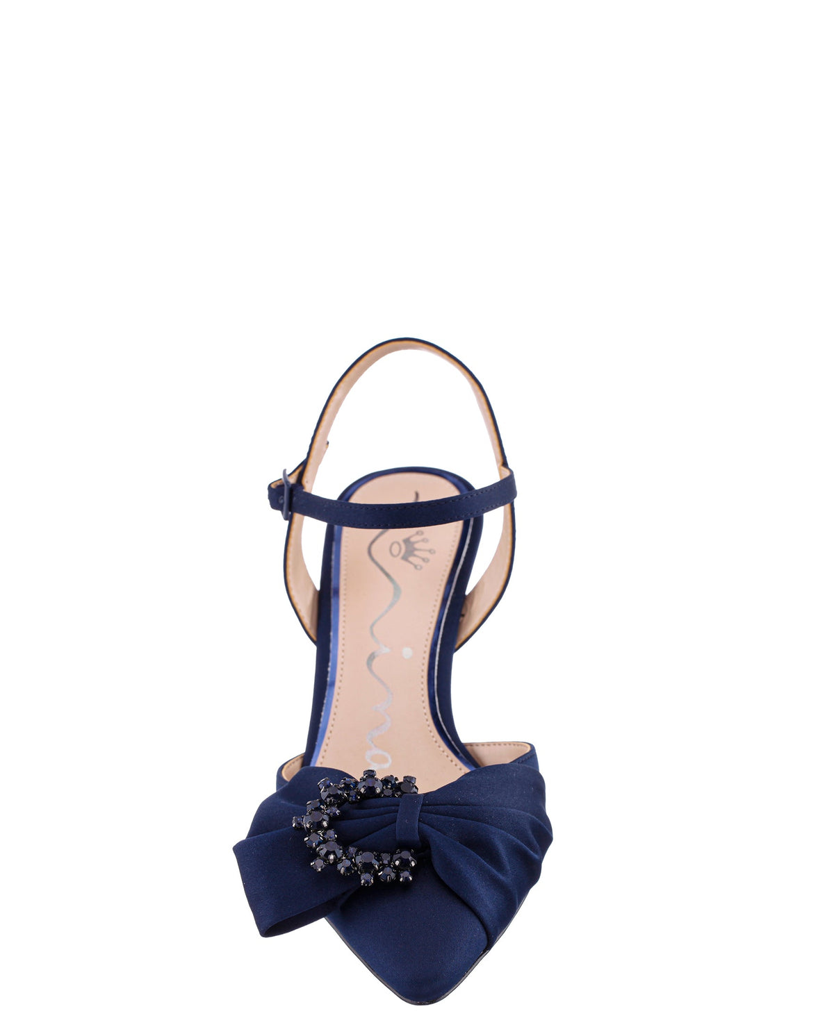 Naomia Blue Satin Mid-Heel Pump | Nina Shoes