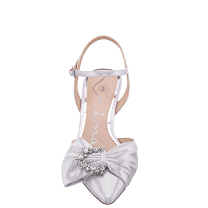 Naomia Silver Shimmer Mid-Heel Pump | Nina Shoes