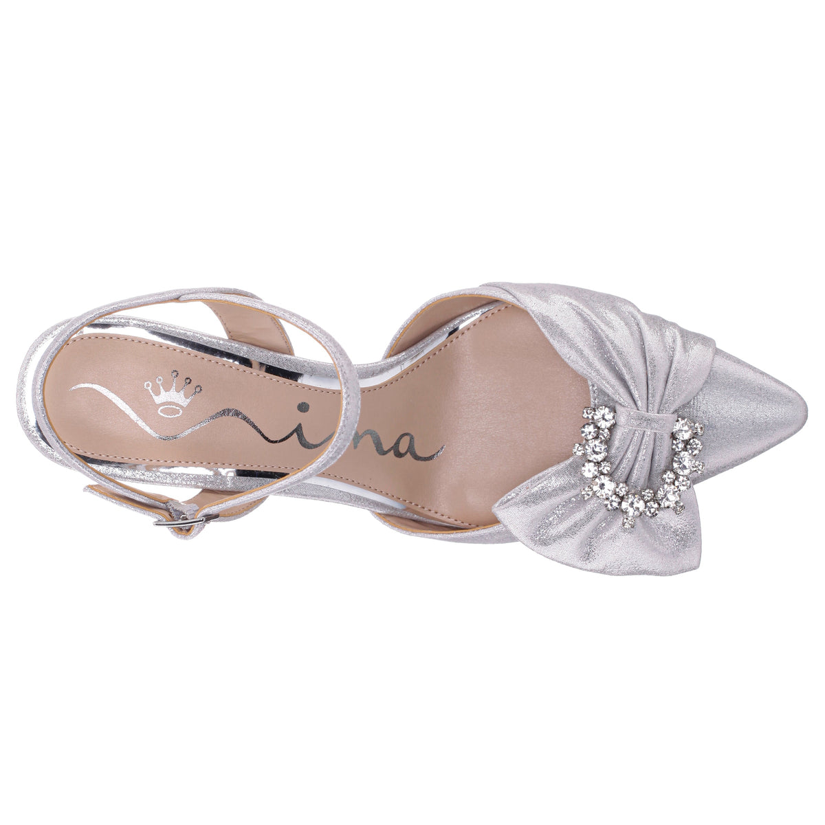 Naomia Silver Shimmer Mid-Heel Pump | Nina Shoes