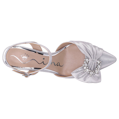 Naomia Silver Shimmer Mid-Heel Pump | Nina Shoes