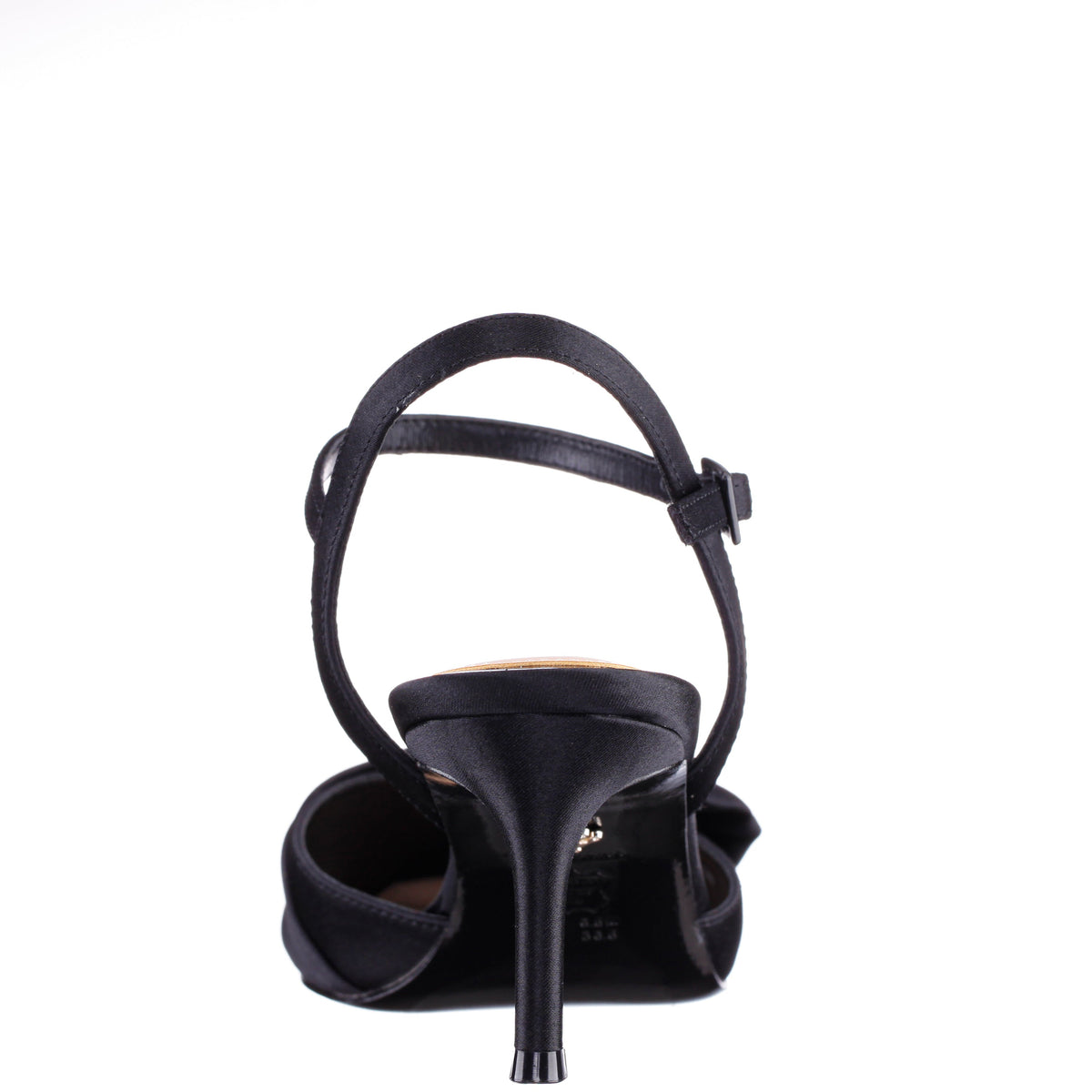 Naomia Black Satin Mid-Heel Pump | Nina Shoes
