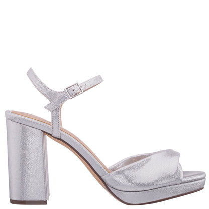 Suzon SilverShimmer Metallic Mid-Heel Platform Sandal | Nina Shoes