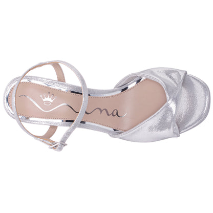 Suzon SilverShimmer Metallic Mid-Heel Platform Sandal | Nina Shoes