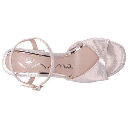 Suzon Gold Shimmer Metallic Mid-Heel Platform Sandal | Nina Shoes