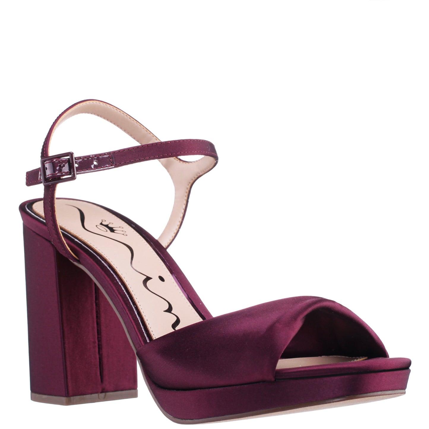 Suzon Red Satin Block Mid-Heel Platform Sandal | Nina Shoes