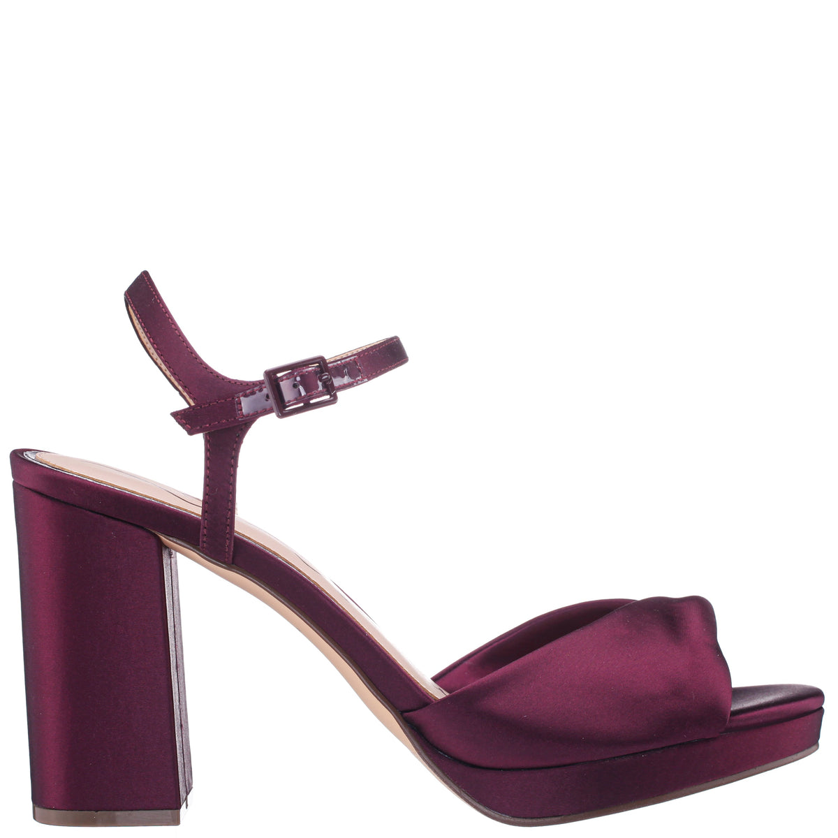 Suzon Red Satin Block Mid-Heel Platform Sandal | Nina Shoes