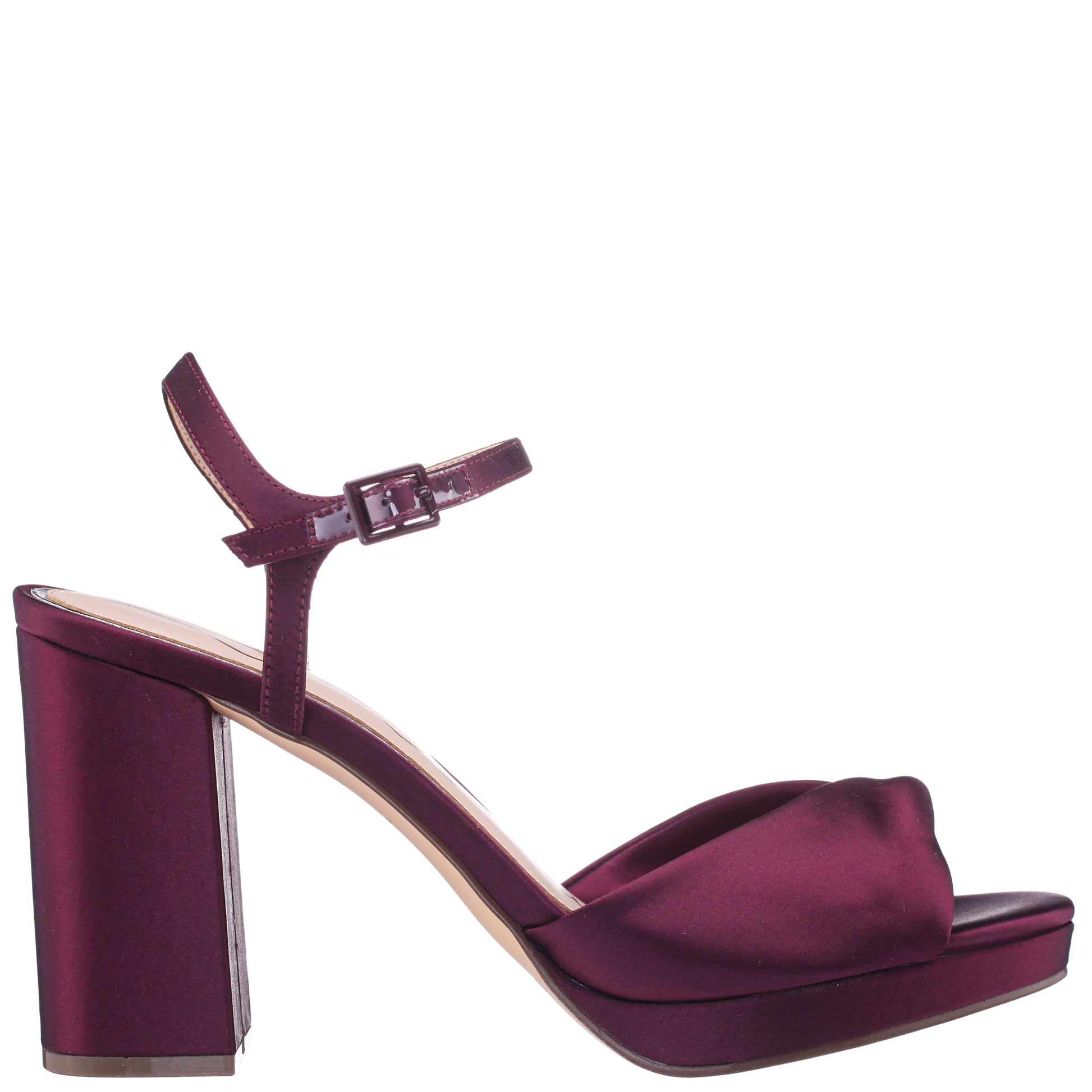 Suzon Red Satin Block Mid-Heel Platform Sandal | Nina Shoes