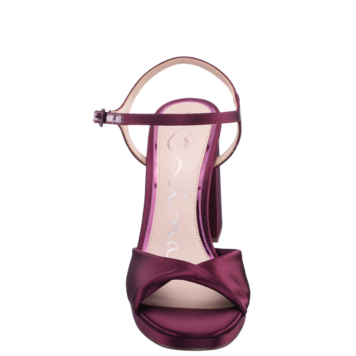 Suzon Red Satin Block Mid-Heel Platform Sandal | Nina Shoes