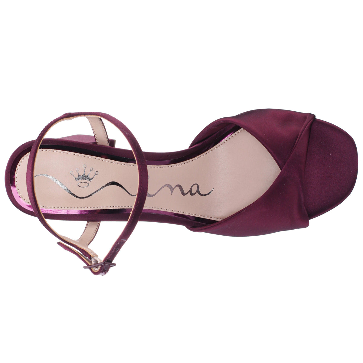 Suzon Red Satin Block Mid-Heel Platform Sandal | Nina Shoes