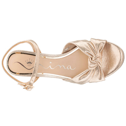 Floren Gold Sandal Mid-Heel Platform | Nina Shoes