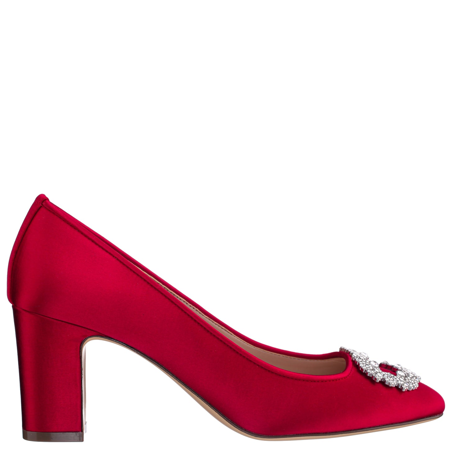 Giovia Red Satin Block Heel Pump | Nina Shoes